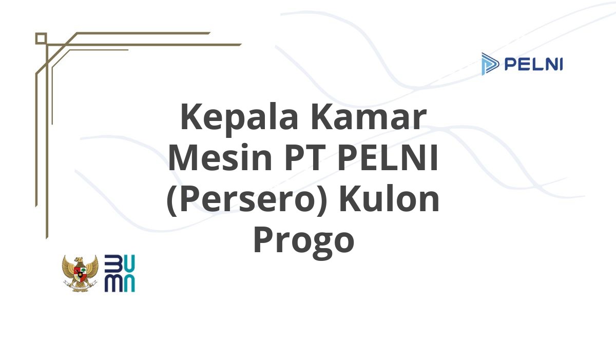 Kepala Kamar Mesin PT PELNI (Persero) Kulon Progo