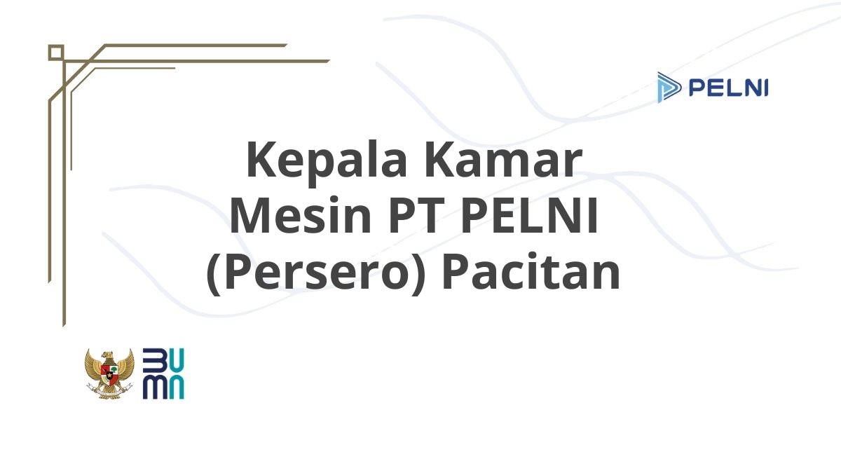 Kepala Kamar Mesin PT PELNI (Persero) Pacitan
