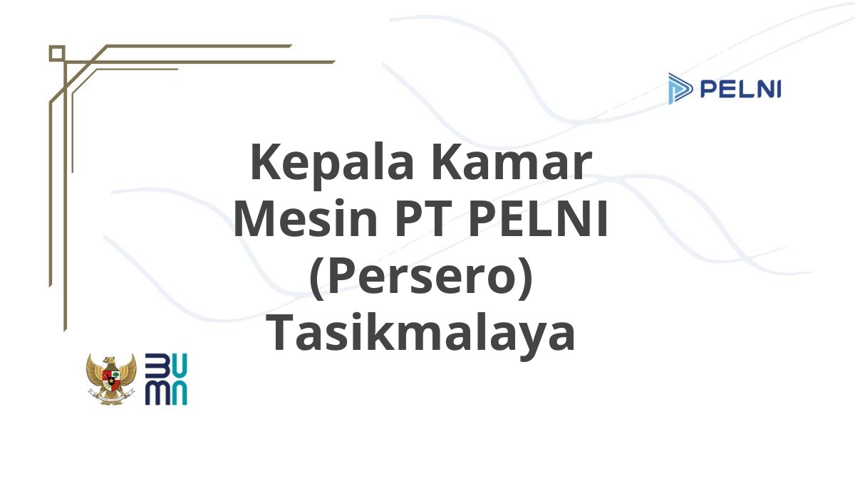 Kepala Kamar Mesin PT PELNI (Persero) Tasikmalaya