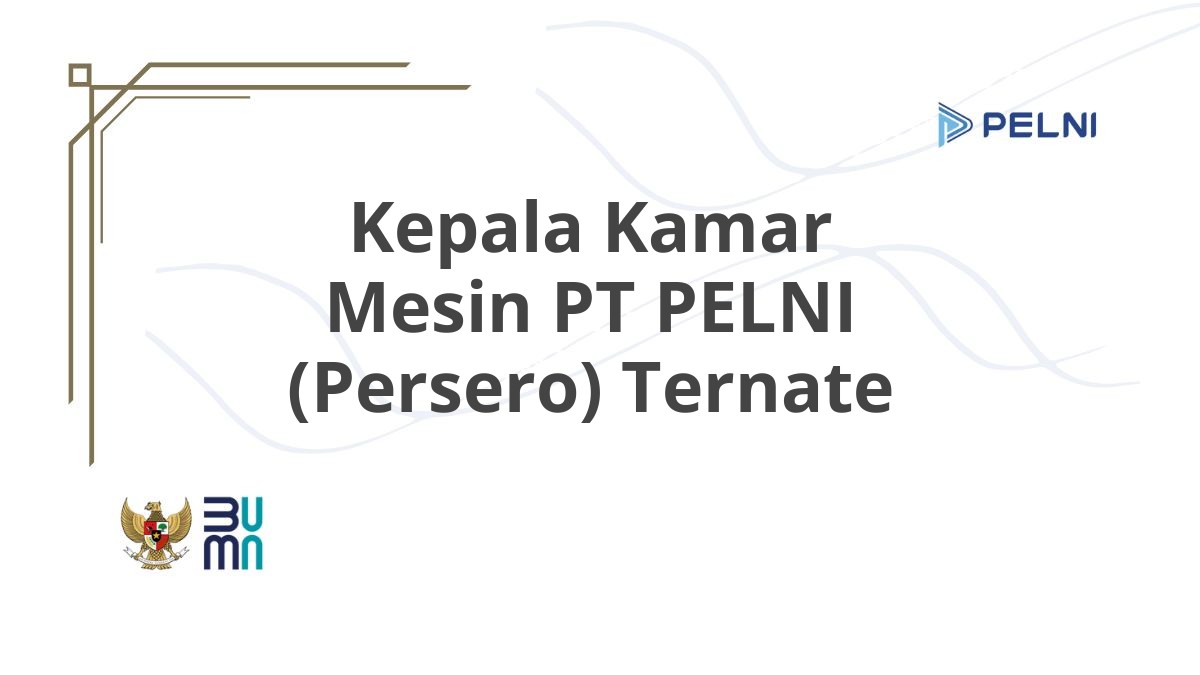 Kepala Kamar Mesin PT PELNI (Persero) Ternate